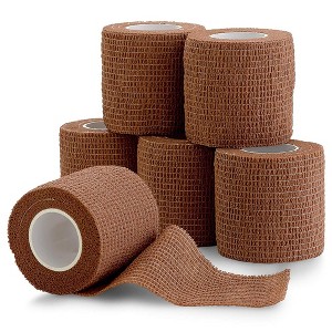 6 Pack Self Adherent Cohesive Tape 2"x5 Yards Medium Tan, Self Adhesive Athletic Wrap for Ankle, Wrist, Knee Sprains & Swelling - 1 of 4