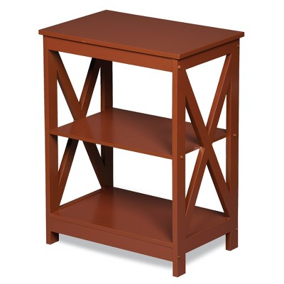 Collections Etc Rich Walnut Wood Side Table with 2 Storage Shelves 18 X 11.5 X 23.5 Brown N/A