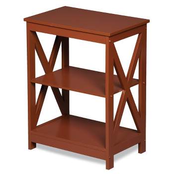 Collections Etc Rich Walnut Wood Side Table with 2 Storage Shelves 18 X 11.5 X 23.5 N/A