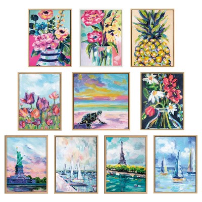 Frida Kahlo Floral Portrait Framed Canvas Wall Art