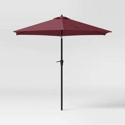 9' Round Outdoor Patio Market Umbrella with Black Pole - Threshold™