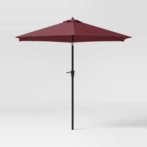 9' Round Outdoor Patio Market Umbrella with Black Pole - Threshold™ - 1 of 4