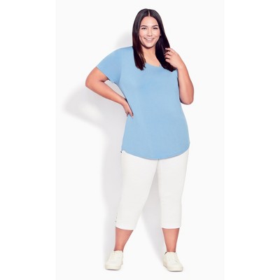 Women's Plus Size Lace Up Capri Pant - White | Avenue : Target