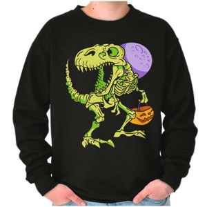 Halloween Dinosaur Skeleton Trick or Treat Graphic T Shirt Men or Women Brisco Brands - 1 of 4
