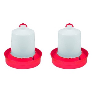Little Giant DBW2 Deep Base Automatic Poultry Waterer Dispenser for Chickens & Birds, Red, 2 Gallon (2 Pack) - 1 of 2