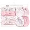 Hudson Baby Infant Girls Cotton Headband and Scratch Mitten Set, Gray Feather, 0-6 Months - 2 of 4