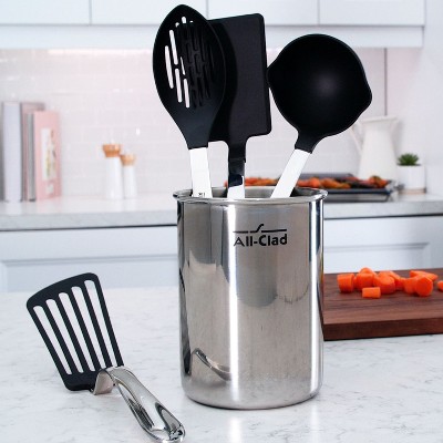 5-Piece Stainless Steel and Nylon Kitchen Tool Set with Caddy
