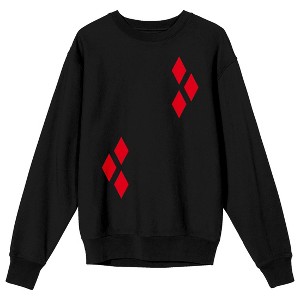 Harley Quinn Red Logo Men's Black Fleece Long Sleeve Shirt - 1 of 2