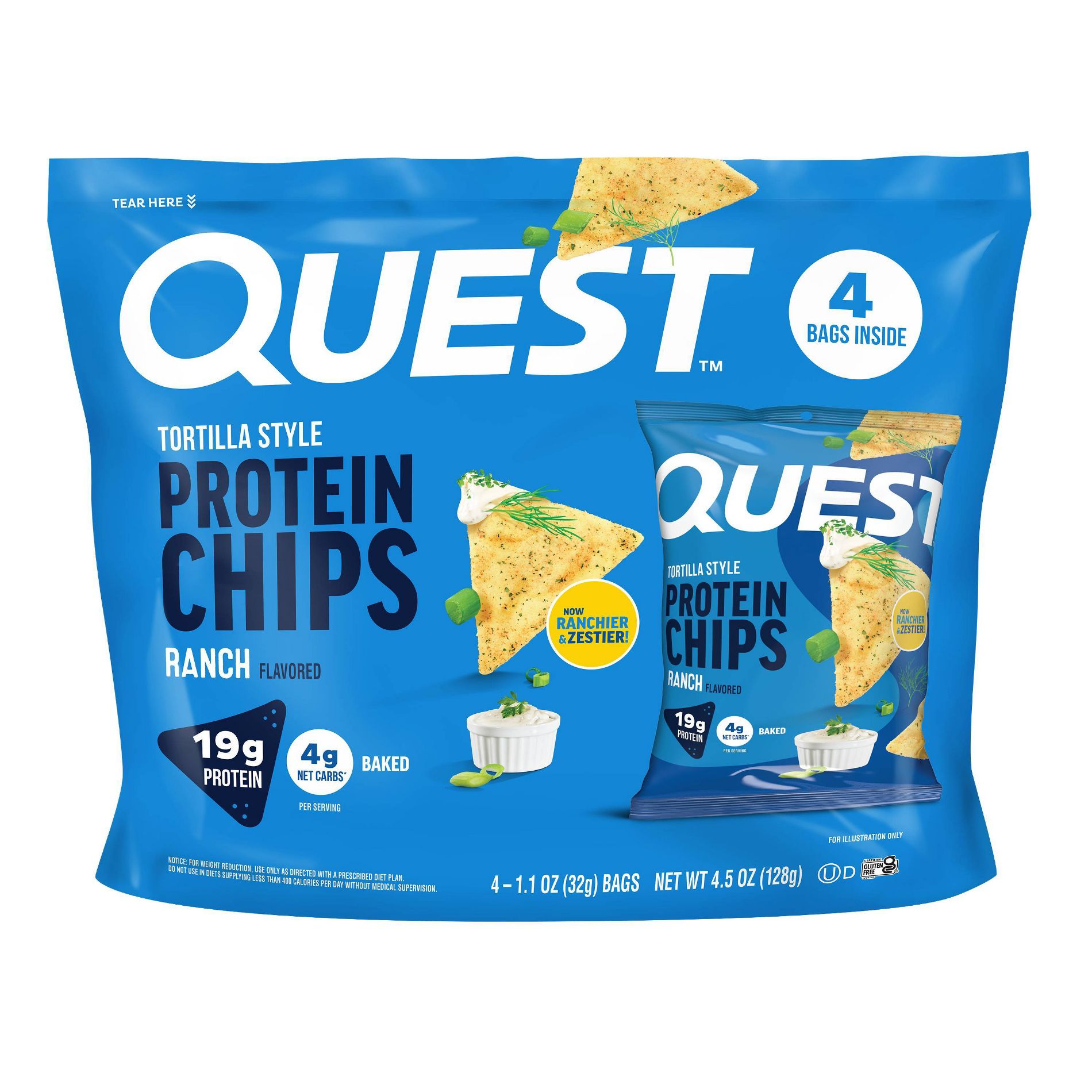 Quest Nutrition Tortilla Style Protein Chips - Ranch - 4pk/1.1oz