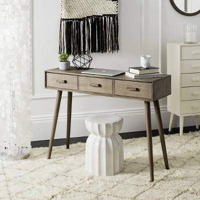 Desert Brown Mid-Century Wood Console Table with Storage