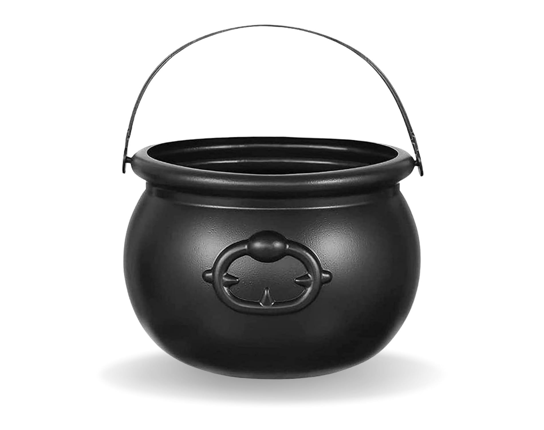 4E's Novelty 7.5" Halloween Plastic Cauldron, Durable Black Cauldron For Party Supplies, Large Halloween Candy Bowl, Perfect Halloween Decor