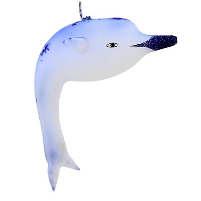 Italian Ornaments 4.5 Inch Delfrost Twinklefin Translucent Dolphin Tree Ornaments