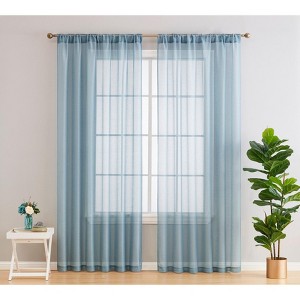 HLC.ME Lauren Semi Sheer Light Filtering Transparent Pocket Top & Back Tab Lightweight Window Curtain Panels, Set of 2 - 1 of 4