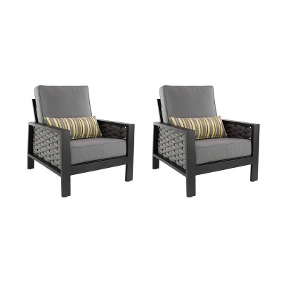 2ct Modern Wicker Chairs - Gray/Yellow - Olivia & May