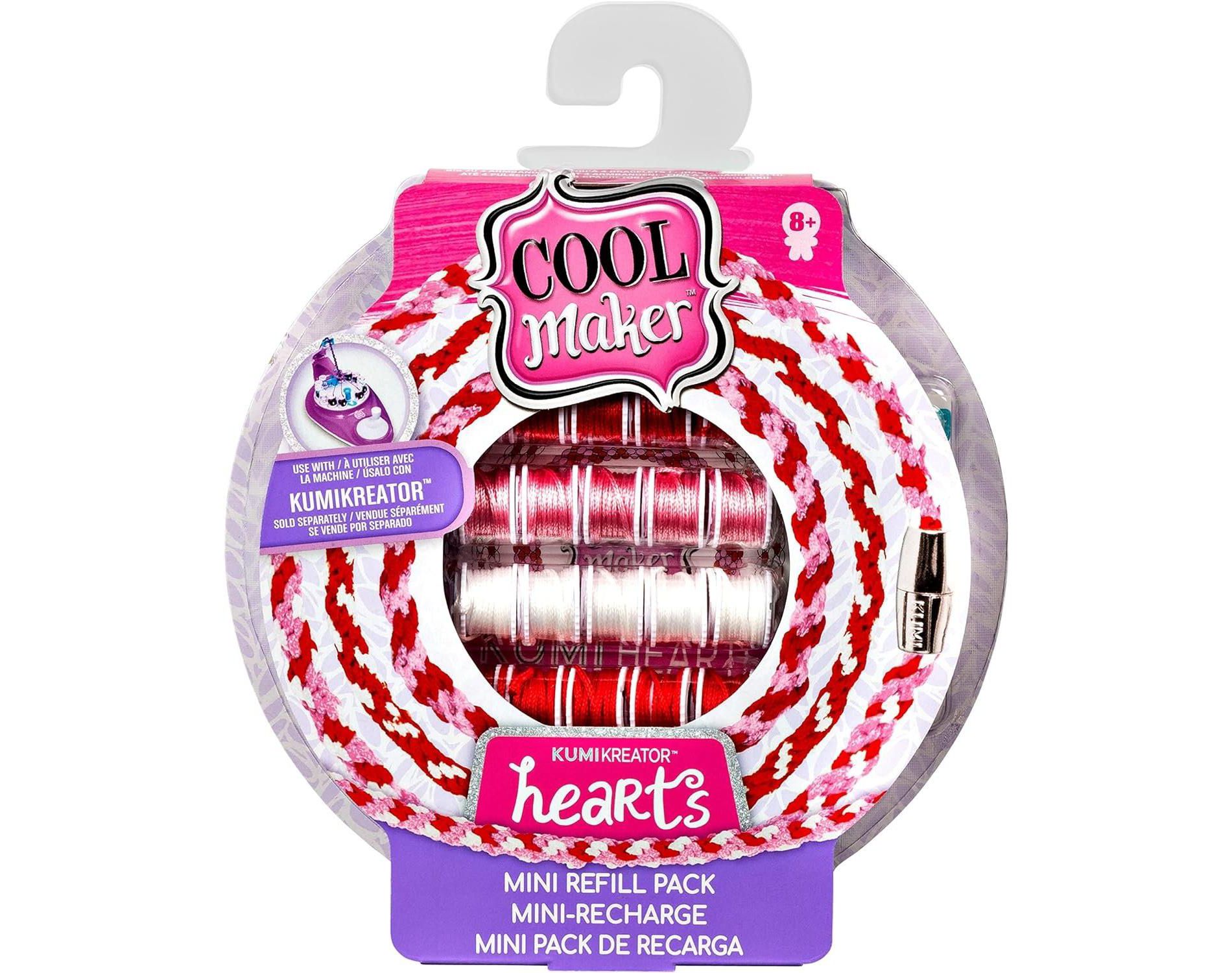 Cool Maker KumiKreator Hearts Mini Fashion Pack Refill, 32 Spools, Make 4 Bracelets, DIY Friendship Bracelet Kit for Kids Ages 8 and Up