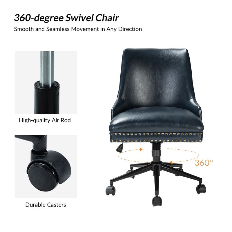 Idalia Swivel Task Chair Leather-like Fabric Desk Chair Height-adjustable Office Chair | Karat Home, 5 of 14