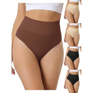 Allegra K Women's High-Waisted Invisible Stretchy Comfortable Thongs Multicolored - 1 of 4