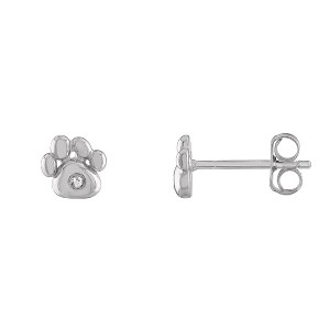 Junior Jewels Sterling Silver Children's Diamond Accent Dog Paw Earrings - 1 of 2