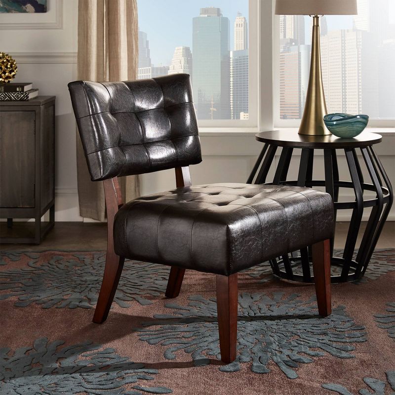 Redford Faux Leather Armless Accent Chair Brown - Inspire Q, 3 of 8