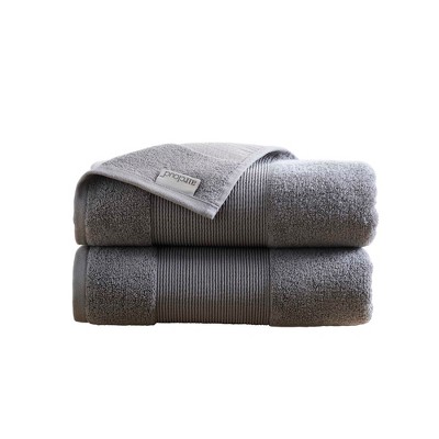 Oversized Charcoal Gray Cotton Bath Sheet Set, 2-Pack