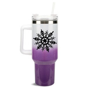 Elanze Designs Snowflake Winter Snow Queen 40 oz. Stainless Steel, Large Water Bottle Coffee Mug, Spill & Leak Resistant, Thermal Travel Tumbler with - 1 of 1