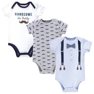 Little Treasure Baby Boy Cotton Bodysuits 3pk, Handsome Like Daddy - 1 of 1
