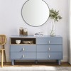 Dresser Closet, 5 Drawer Dresser With Leather Handles, 5 Drawers, Open Storage Compartment, Solid Wood Legs Buffet Cabinet - 4 of 4