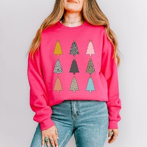 Simply Sage Market Women's Graphic Sweatshirt Colorful Christmas Tree Chart - 1 of 4