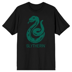 House of Slytherin Green Snake Men's Black Graphic Tee - 1 of 1