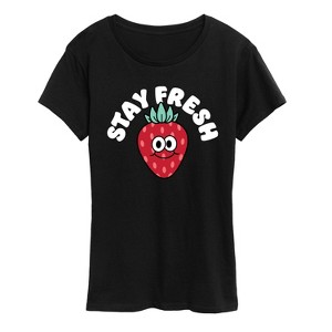 Women's - Instant Message - Stay Fresh Strawberry Short Sleeve Graphic T-Shirt - 1 of 4