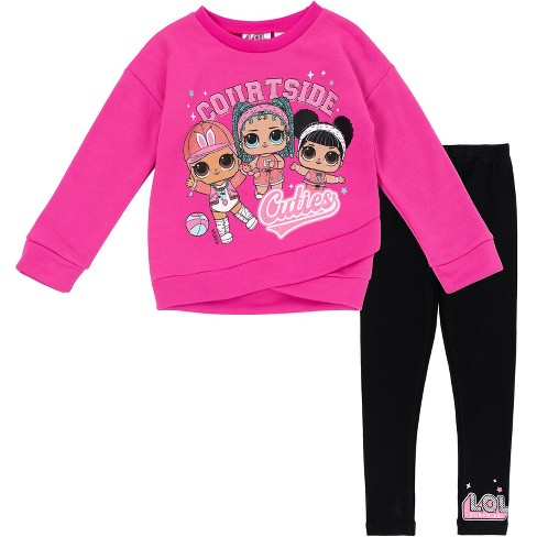 Barbie Little Girls Peplum Fleece Hoodie & Peplum Leggings Pink 7-8 : Target