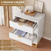 coucheta 3/4 Drawer Dresser with Metal Legs, Modern Wood Dressers Chest Organizer with Wide Storage,for Bedroom, Living Room, Hallway, Entryway - 3 of 4