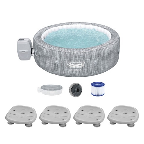 Bestway Coleman Sicily AirJet Inflatable Round Hot Tub with EnergySense Cover & 4 SaluSpa Underwater Non-Slip Pool Spa Seat with Adjustable Legs, Gray - image 1 of 4