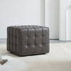 17.32''W Genuine Leather Tufted Ottoman,Footstool for Living Room & Bedroom - 2 of 4