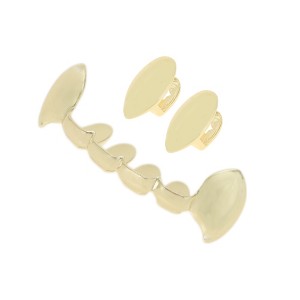 Unique Bargains Double Fangs Fake Teeth Grills 2 Set - 1 of 4