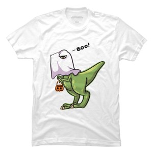 Men's Design By Humans Halloween Ghost Dinosaur By whynot007 T-Shirt - 1 of 4