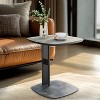 C Shaped Sofa Side Table Saddle Leather Top Bedside Coffee End Table Space Saving - 4 of 4