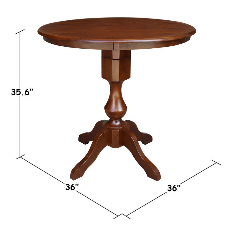 36" Opal Round Top Pedestal Table Counter Height Espresso - International Concepts, 4 of 6