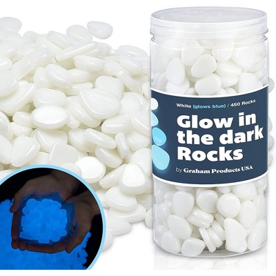 Graham Products 450 Pieces Glow in the Dark Rocks | Indoor & Outdoor Use - For Aged 6 & Up - Powered by Sunlight - White
