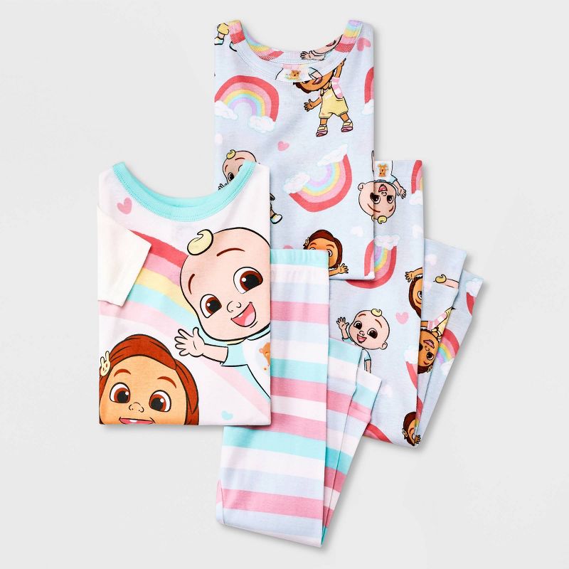 Toddler Girls&#39; 4pc Cocomelon Rainbow Snug Fit Pajama Set - Blue, 1 of 4