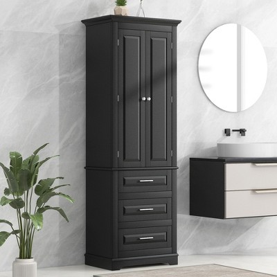 NicBex Tall Bathroom Storage Cabinet with 2/3 Drawers,Freestanding Bathroom Cabinet with Adjustable Shelves,Storage Cabinet for Bathroom,Office