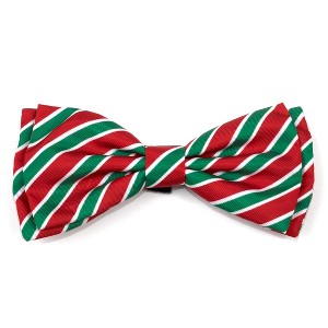 The Worthy Dog Holiday Stripe Bow Tie Adjustable Collar Attachment Accessory - 1 of 1