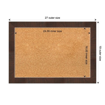 Wildwood Brown Narrow Framed Cork Bulletin Board 27" x 19"