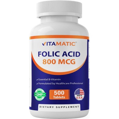 Folic Acid 800mcg - 500 Vegetarian Tablets