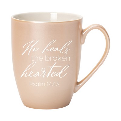 Elanze Designs He Heals The Broken Hearted Precious Pearl 10 ounce New Bone China Coffee Cup Mug