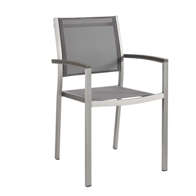 Modway Shore Outdoor Patio Aluminum Dining Chair Silver Gray