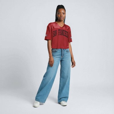 shiーチャン6/1【mediam】Football Short Tee NFL San Francisco 49ers Women's Champion Cropped Fashion Jersey