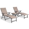 Crestlive Products 3PC Outdoor Aluminum Adjustable Folding Chaise Lounge Chairs and Foldable Side Table Set - 2 of 4