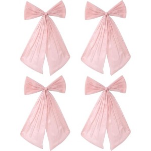 4-Piece Pink Sheer Organza Bow Set – Large-Sized Bows Ideal for Party, Bedroom, Window, Cake Table & Baby Shower Decor - 1 of 4