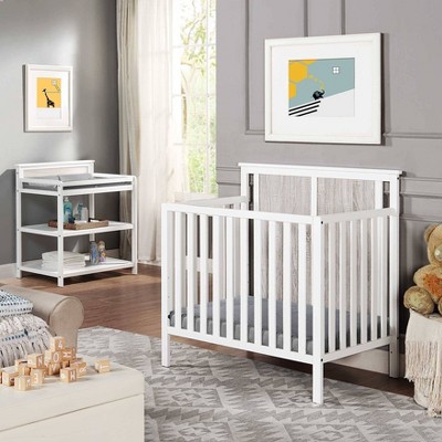 Suite Bebe Connelly Mini Crib with Mattress Pad - White/Rockport Gray